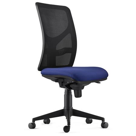 Sedia da Ufficio MILO, Senza Braccioli, Ergonomica, Supporto Lombare, In Tessuto Ignifugo Blu Scuro