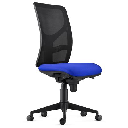 Sedia da Ufficio MILO, Senza Braccioli, Ergonomica, Supporto Lombare, In Tessuto Ignifugo Blu