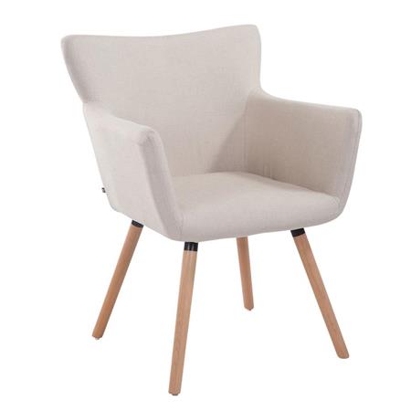 Sedia d'Attesa NIAGARA, Design Moderno, Gambe in Legno, Seduta Imbottita, in Tessuto Beige