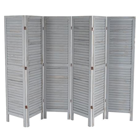 DEMO# Paravento in Legno LEO, cm 170x276x2, Stile vintage, colore Grigio