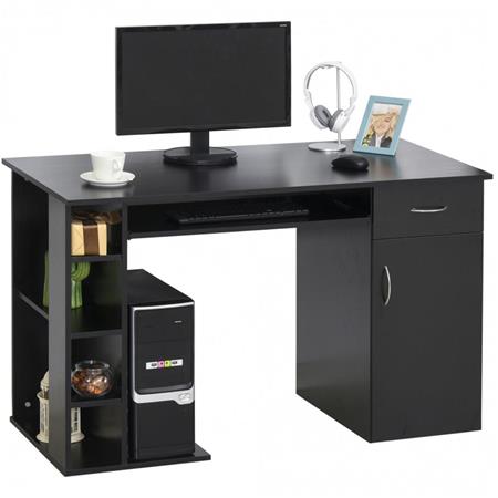 Scrivania per pc GUINEA, Cassetti, Ripiano per tastiera, 120x60x74 cm, in Legno, Nero