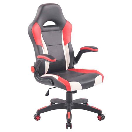 Sedia Gaming LEWIS, Design Accattivante, in Pelle, Nero e Rosso