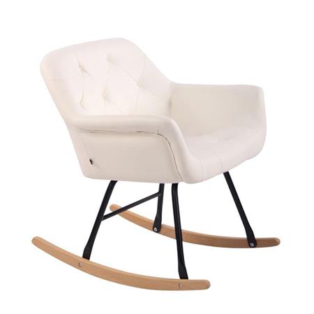 Sedia d'Attesa DANDY, A Dondolo, Imbottita, Design Stile Nordico, in Pelle Bianca