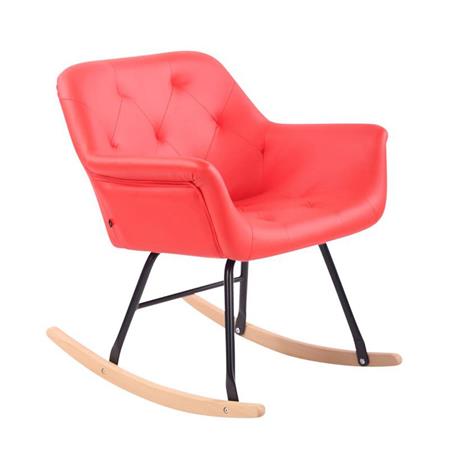 Sedia d'Attesa DANDY, A Dondolo, Imbottita, Design Stile Nordico, in Pelle Rosso