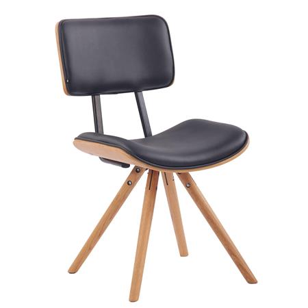 Sedia per Ospiti vintage BAHIA, Struttura in Legno Faggio, Pelle, Nero