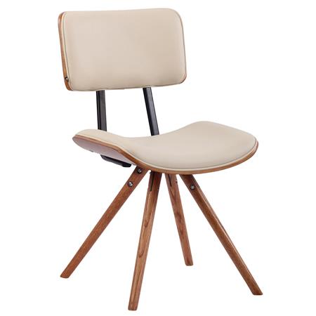 Sedia per Ospiti vintage BAHIA, Struttura in Legno Noce, Pelle, Crema