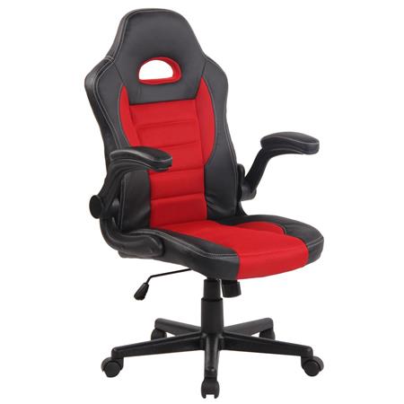 Sedia Gaming per PC modello LOTUS, Braccioli abbattibili, in Pelle e tessuto a rete traspirante, colore Rosso