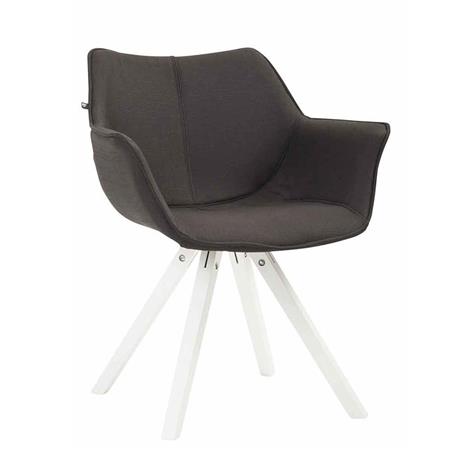 Sedia Ospiti TULIP, Comoda e Moderna, Gambe in Legno Bianco, Tessuto Nero