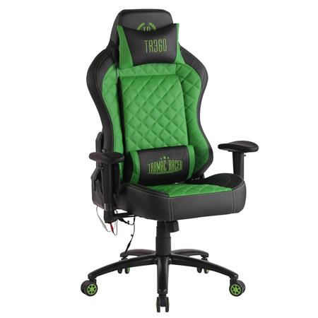 Poltrona Gaming MAXIM MASSAGE, Design Esclusivo, Pelle, Verde