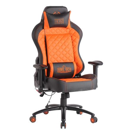 Poltrona Gaming MAXIM MASSAGE, Design Esclusivo, Pelle, Arancione