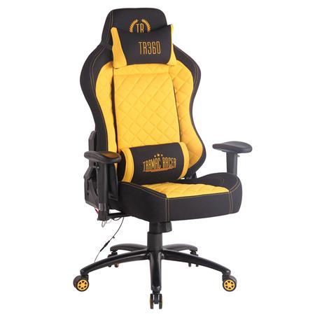 Poltrona Gaming MAXIM MASSAGE, Design Esclusivo, Tessuto, Giallo