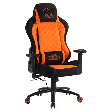 Poltrona Gaming MAXIM MASSAGE, Design Esclusivo, Tessuto, Arancione