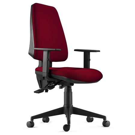 DEMO# Sedia da Ufficio Ergonomica INDIANA, in Tessuto Ignifugo, Color Bordeaux, con Braccioli Regolabili