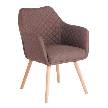 Sedia Ospiti BASILEA, Gambe in Legno color Faggio, Tessuto Marrone