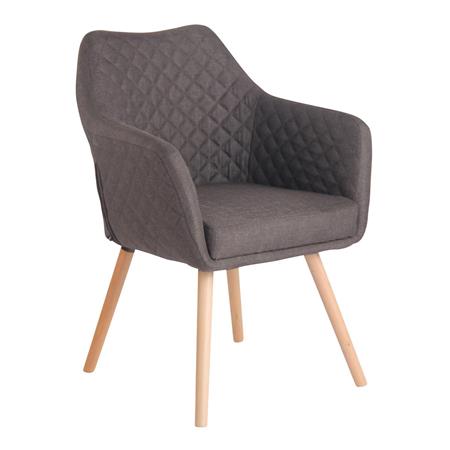 Sedia Ospiti BASILEA, Gambe in Legno color Faggio, Tessuto Grigio Scuro