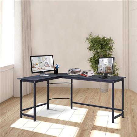 Scrivania da ufficio ISMA, 168x120x75cm, Angolare, Legno/Metallo Nero