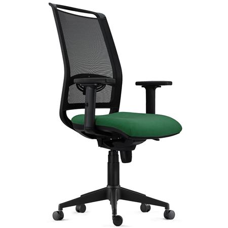 Sedia Ergonomica NETTUNO, Supporto Lombare Regolabile, Tessuto e Rete, Verde