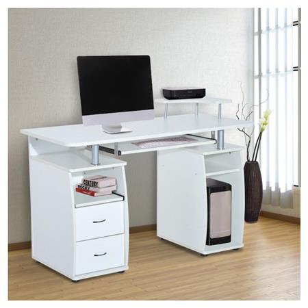 DEMO# Scrivania per PC GRISO, con Cassettiera, 120x55x85cm, Legno Bianco