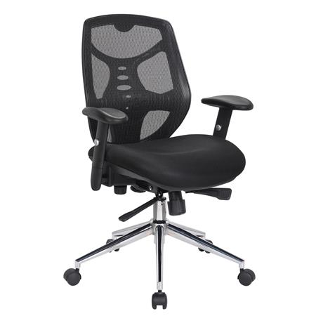 DEMO# Sedia Ergonomica MANTRA, Regolabile, Rete e Tessuto, Supporto Lombare, in Nero