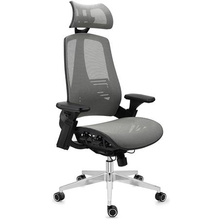 DEMO# Sedia Ergonomica EXPLORER, Completamente Regolabile, Design Moderno, in Grigio
