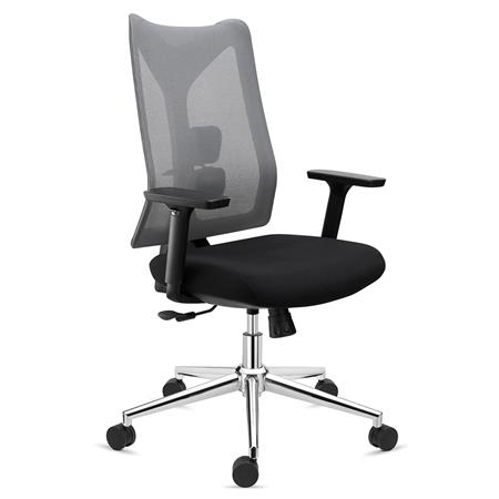 Sedia Ergonomica ADARA, Esclusiva, Supporto Lombare Regolabile, Rete e Tessuto, Grigio