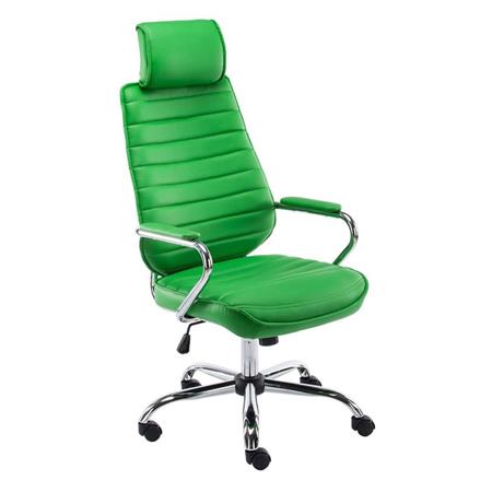 Poltrona Executive modello RENO, telaio in metallo, ampio schienale, rivestimento in Pelle color Verde