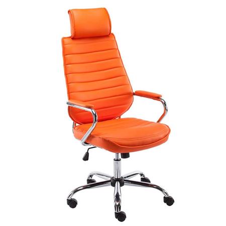 Poltrona Executive modello RENO, telaio in metallo, ampio schienale, rivestimento in Pelle color Arancione