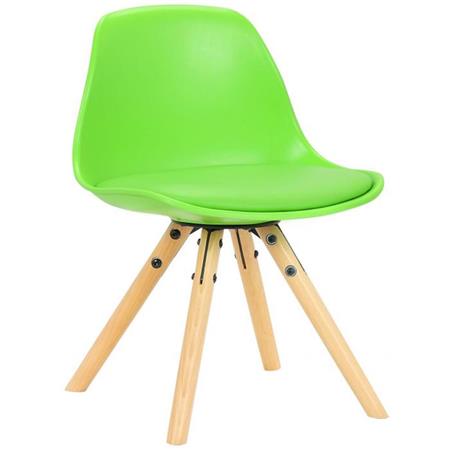 Sedia per Bambini NAKOR, Imbottita, in Legno e Pelle Verde