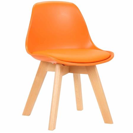 Sedia per Bambini LYNA, Confortevole, in Legno e Pelle Arancione