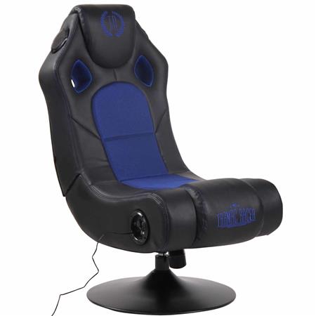 Poltrona Gaming TAUKEN, Sistema Audio Integrato, Confortevole, Rete e Pelle, Nero e Blu