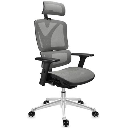 DEMO# Sedia Ergonomica APOLLO, Struttura in Metallo, Massima Ergonomia, Rete, Grigio