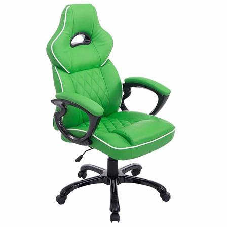 Sedia Gaming LEROY, XXL, Imbottita e Molto Robusta, Pelle, Verde