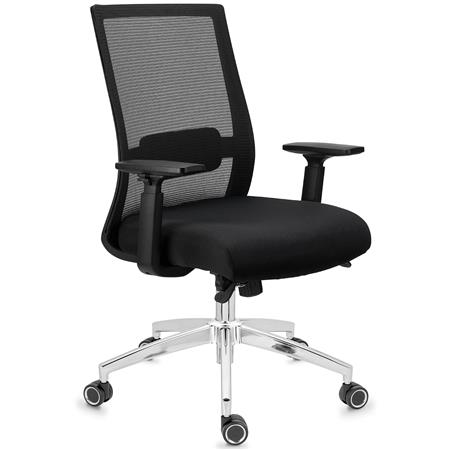 DEMO# Sedia da Ufficio NIXON, Ergonomica, Supporto Lombare, Rete e Tessuto Nero